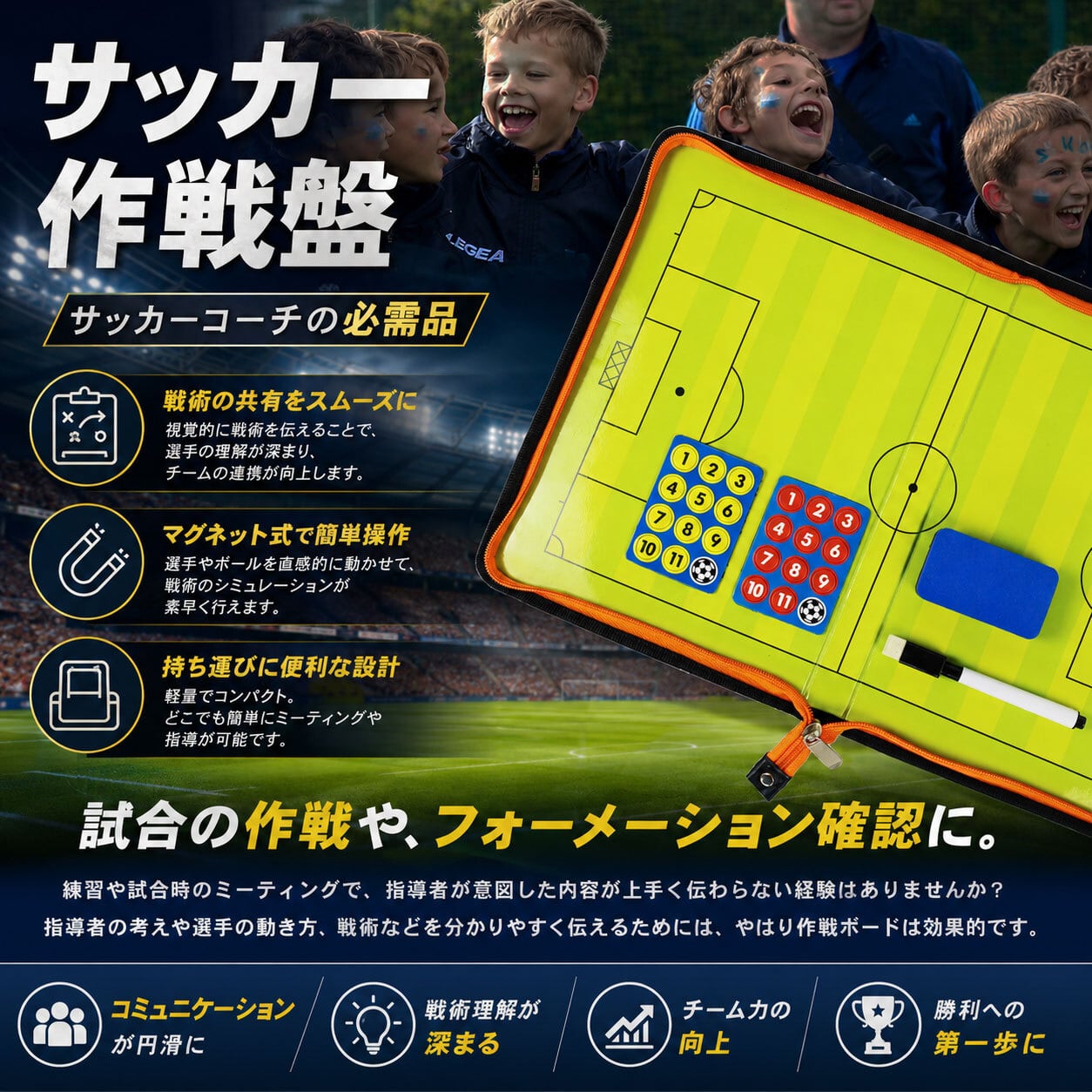 サッカー フットサル チャック式 作戦盤 【名前シール付き