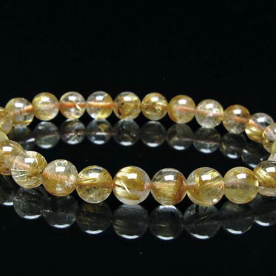 タイチンルチルクォーツ ブレスレット 7mm ルチルクォーツ ブレス 一点物  111-41618