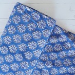 ブロックプリント生地【50cm単位】インド綿 小花柄 青×パープルグレー×白 #11911-BL1