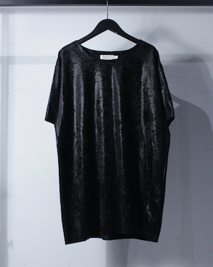 【Caka BLACK】Clear Print Vintage Loose S/S Velor Pullover