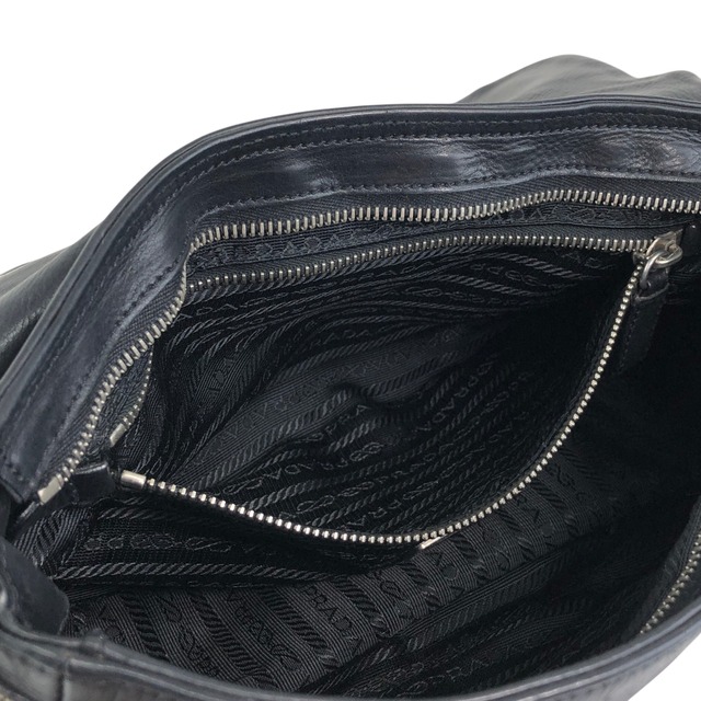 PRADA プラダ ショルダーバッグ ブラック トライアングルロゴ フロントバックル レザー ダブルポケット vintage ヴィンテージ オールド 5hm2yf