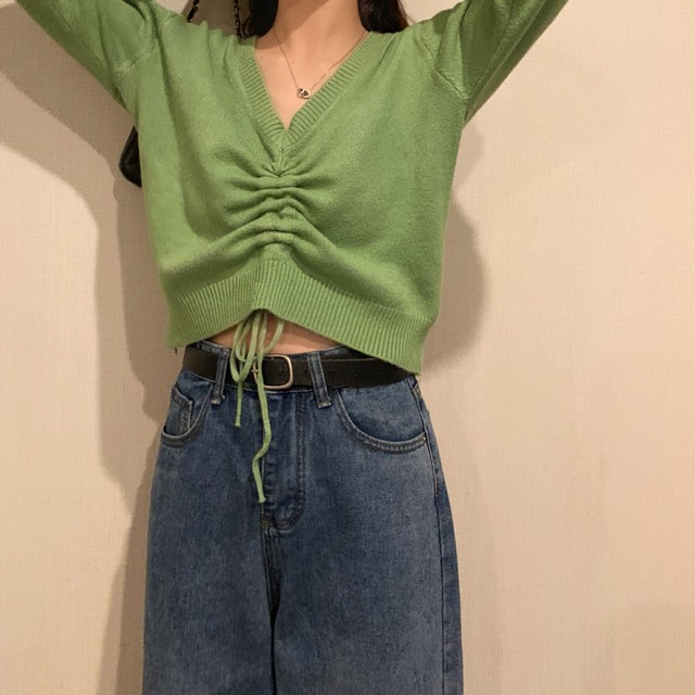 Vネック ニット セーター 春 秋 コーデ へそ出し 可愛い ショート丈 お出かけ 韓国ファッション 女子会 デートホワイト ブラック グリーン 3色展開 Smarly 0267 Smarly Vネック ニット セーター 春 秋 コーデ へそ出し 可愛い ショート丈 お出かけ 韓国ファッション 女子会 デートホワイト ブラック グリーン 3色展開 Smarly 0267 Smarly