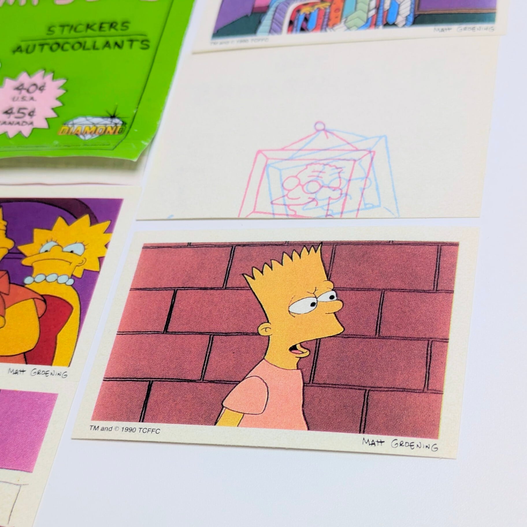 ☆送料無料！☆1990年製【 The Simpsons（ザ・シンプソンズ） 】VINTAGE ステッカー単品 （1パック=6STICKERS）〚アメリカン雑貨 アメトイ〛