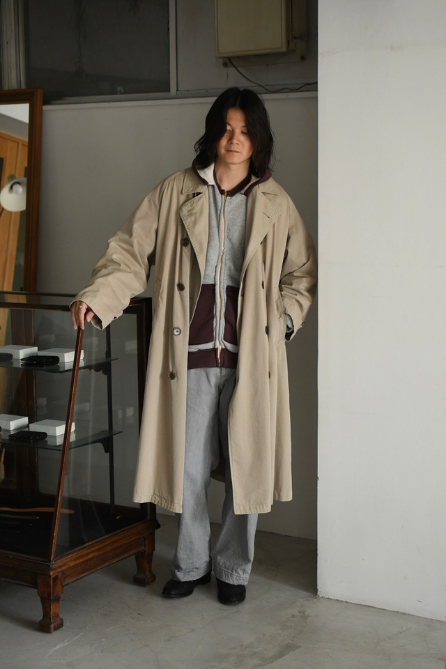 A.PRESSE / Vintage Attached Hood Zip Parka (GRAY×BURGUNDY)