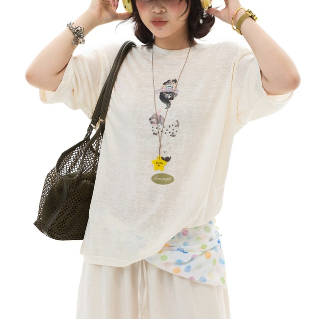 dog print short-sleeved tee　ドッグプリント半袖ティー　J1890