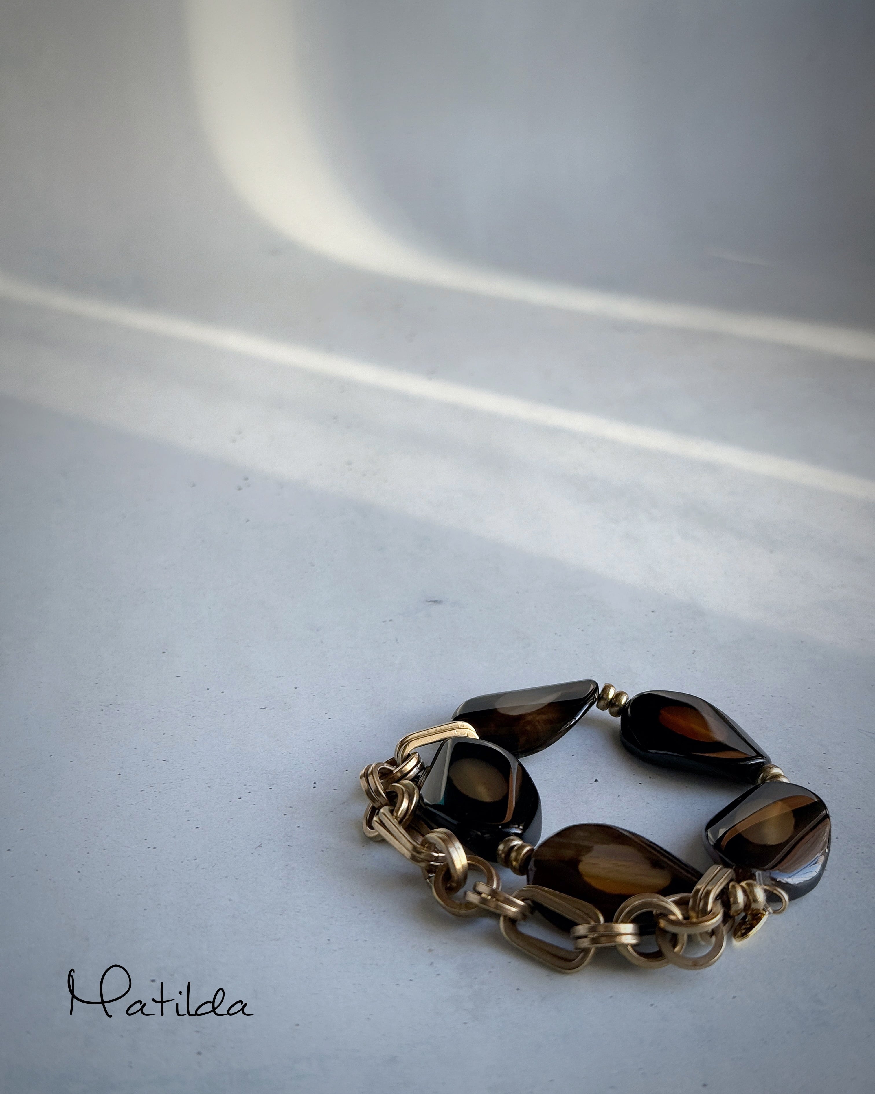 Chain & stone bracelet(アイアゲート)