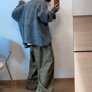 ルーズダークグレージップアップニット　1040