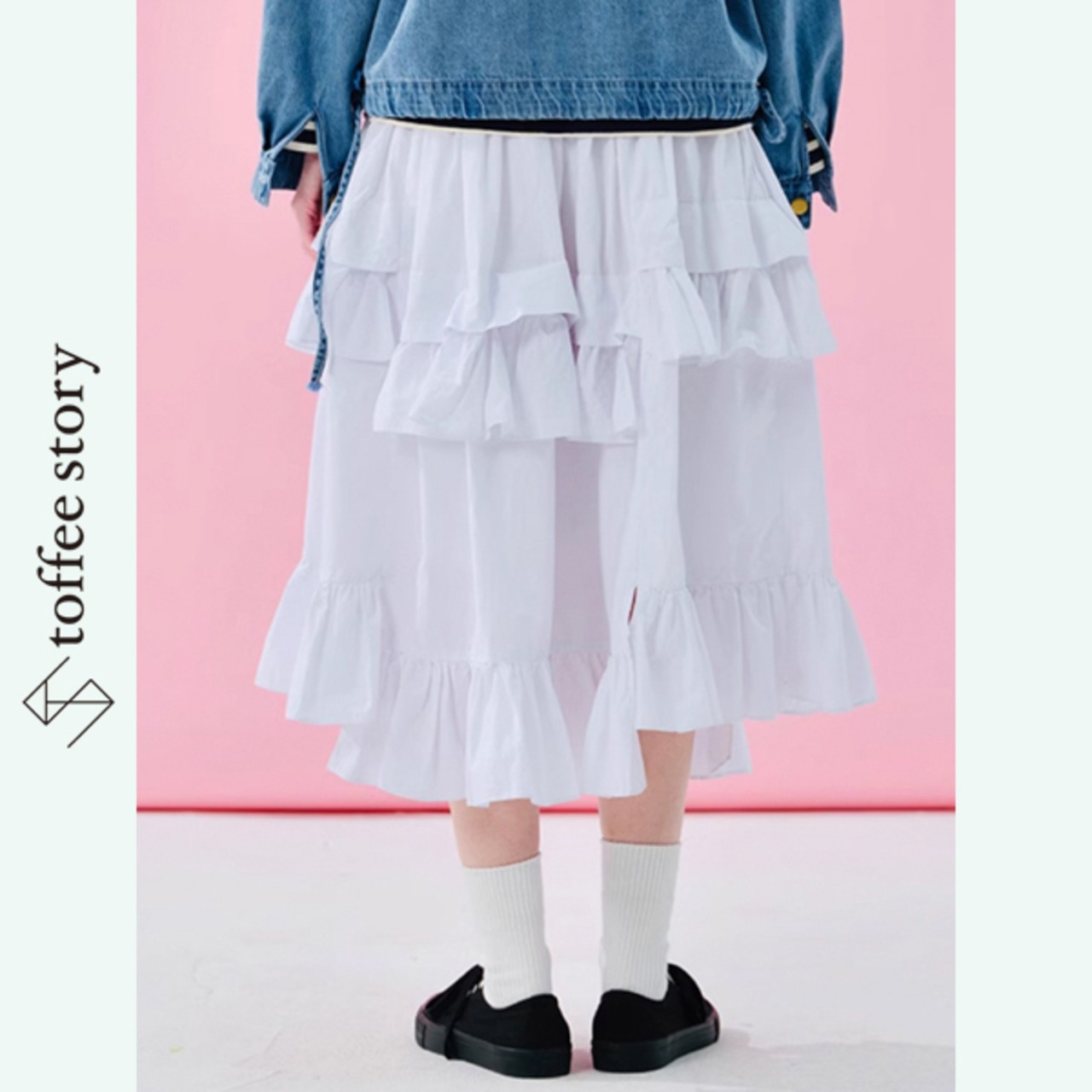 【2color】春のリズムを纏う♡ピュアコットン ティアードフリルスカート 《i0599》