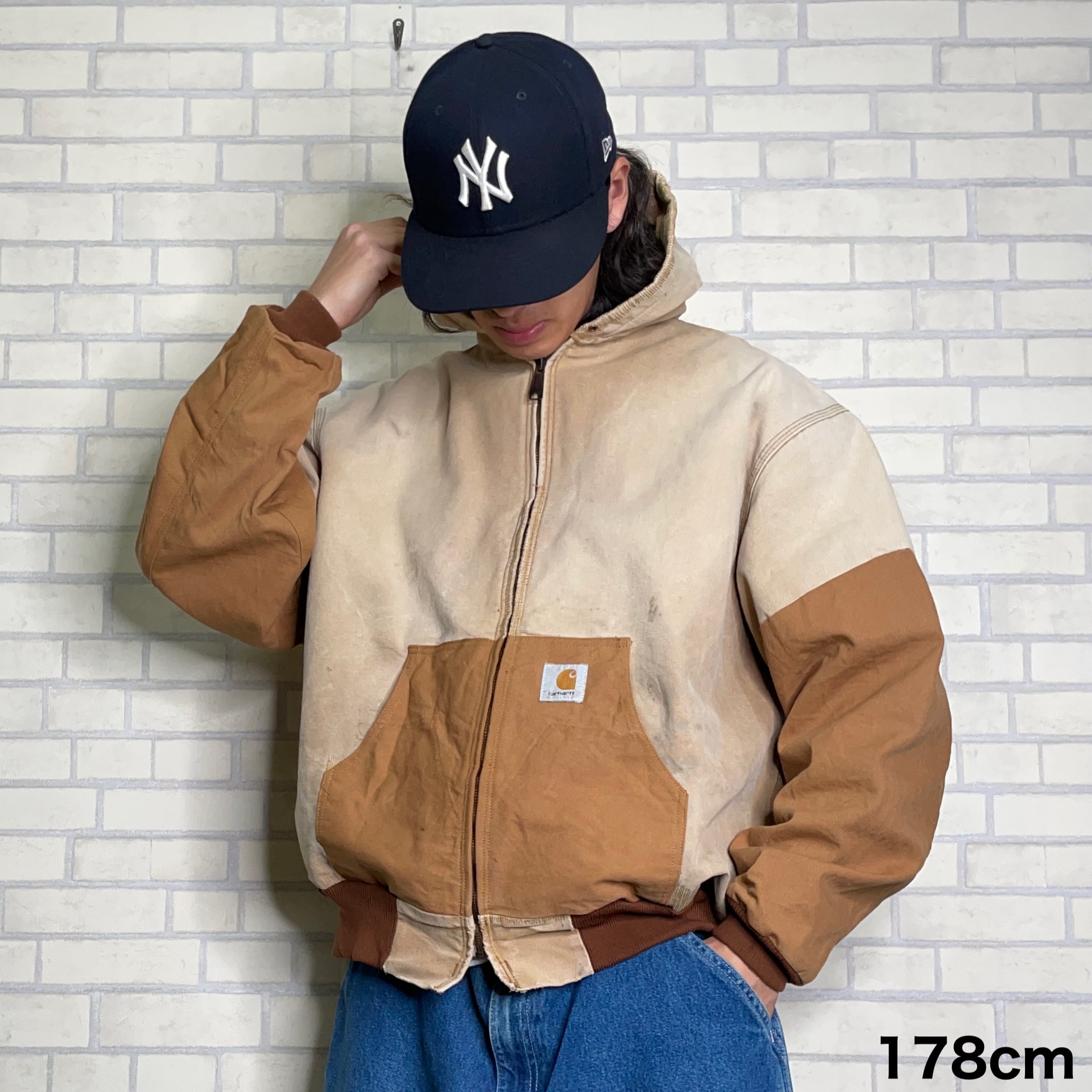 激レア 一点物 carhartt リメイク マルチカラージップアップフーディ L