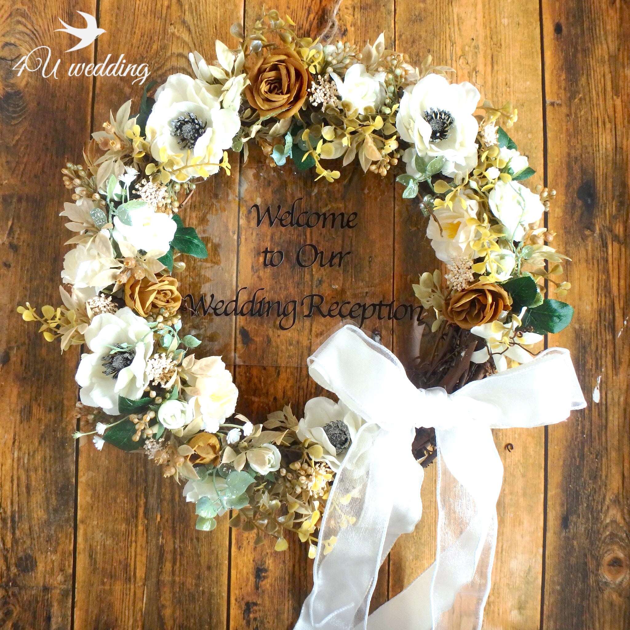 4U wedding】直径35cmの大きいサイズ！ウェディングウェルカムリース