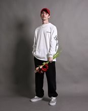【#Re:room】FLOWER ICON WASHED SWEAT PANTS［REP312］