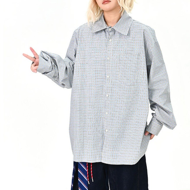 retro check color shirt　レトロチェック柄カラーシャツ　J1743