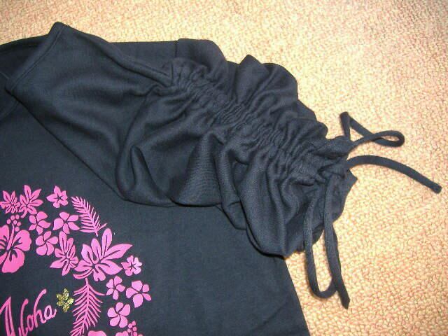 シャーリング７分袖Ｔシャツ袖の長さが変えられる黒Ｍ HEILIS tシャツ 袖シャーリングシアートップス ⁄ ロンT カットソー