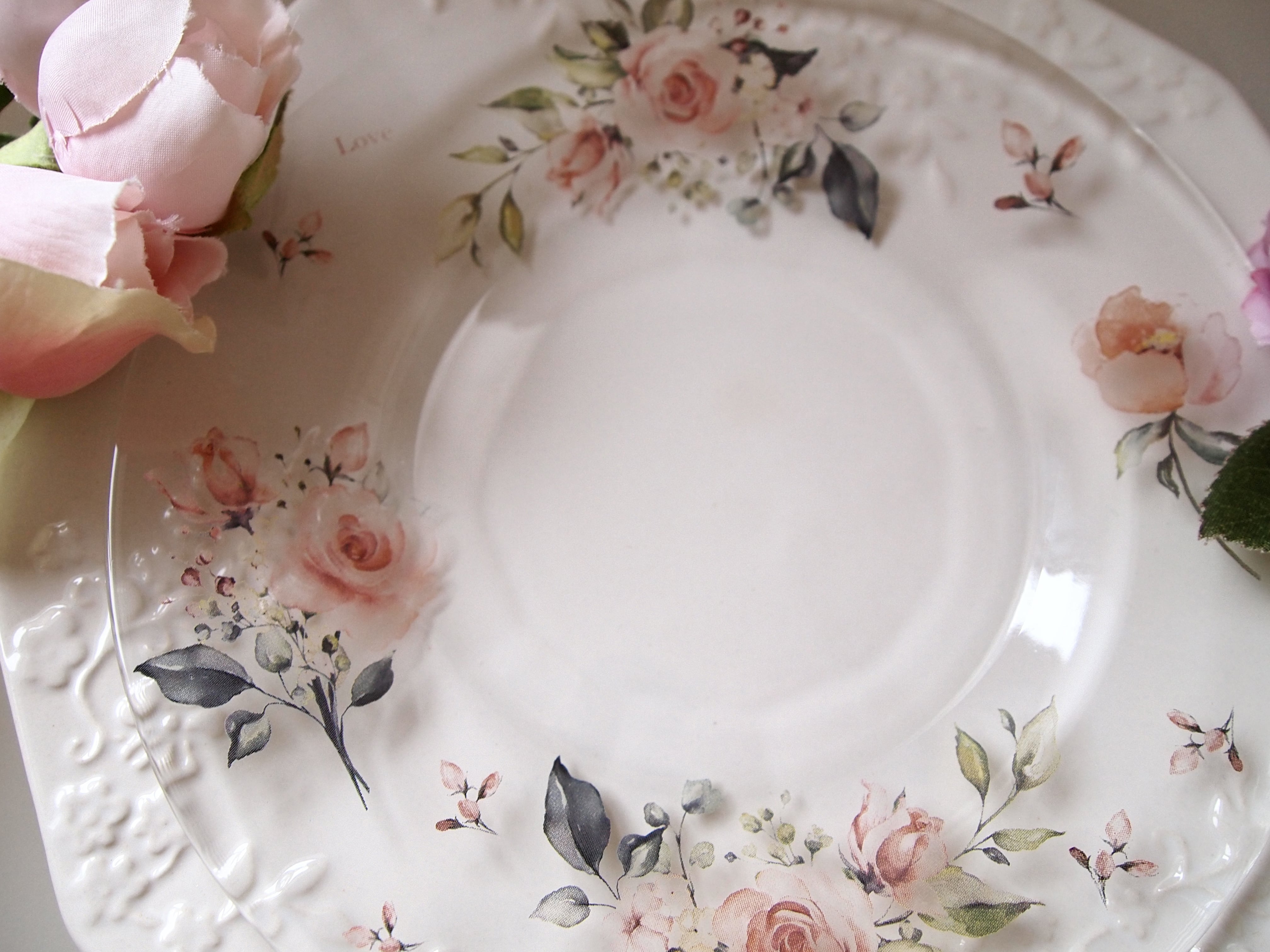 ガラス用】 水彩 ピンクローズ転写紙 A4サイズ（ポーセラーツ転写紙