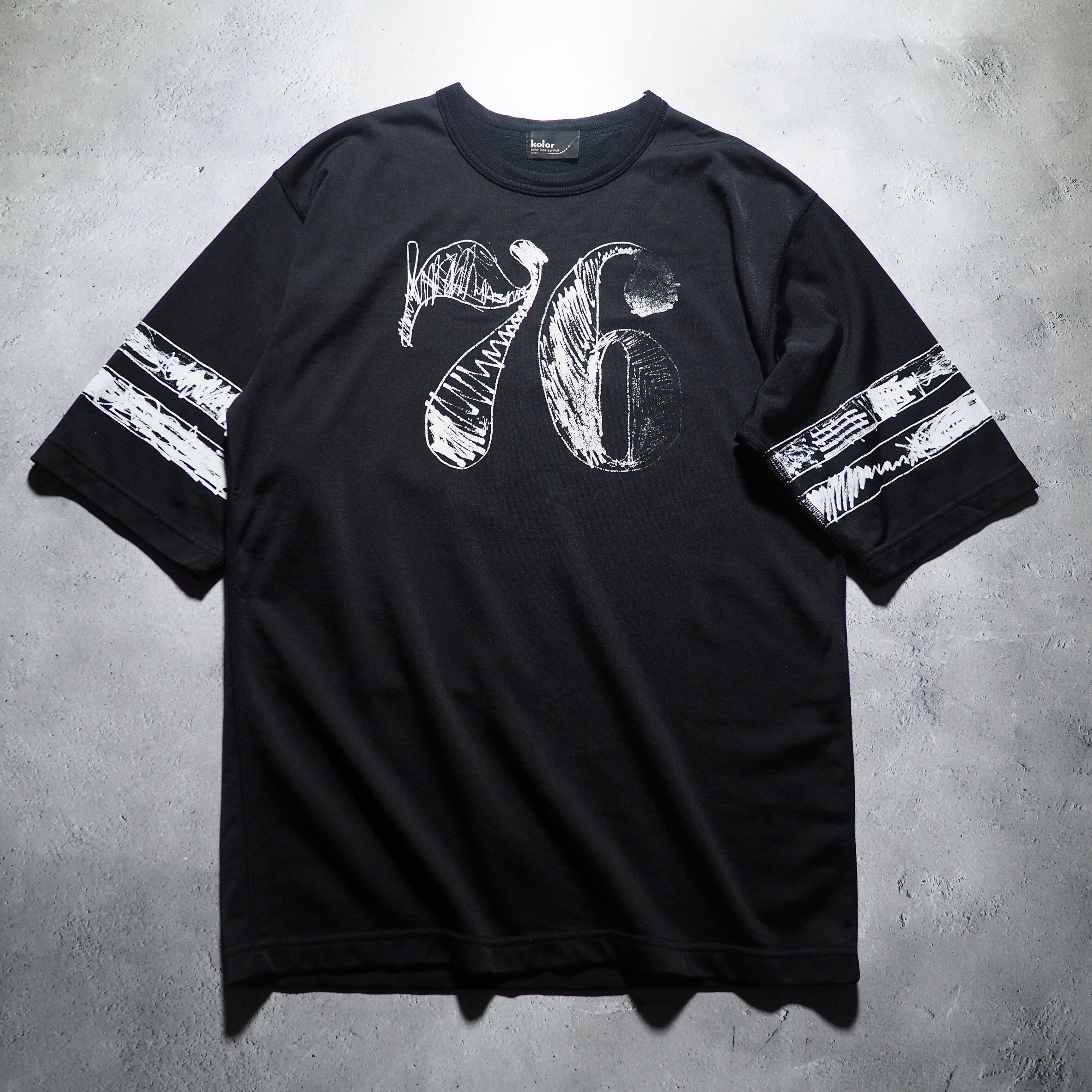 ” kolor ” ” 76 Number ” hand painted Rude taste Black Tee