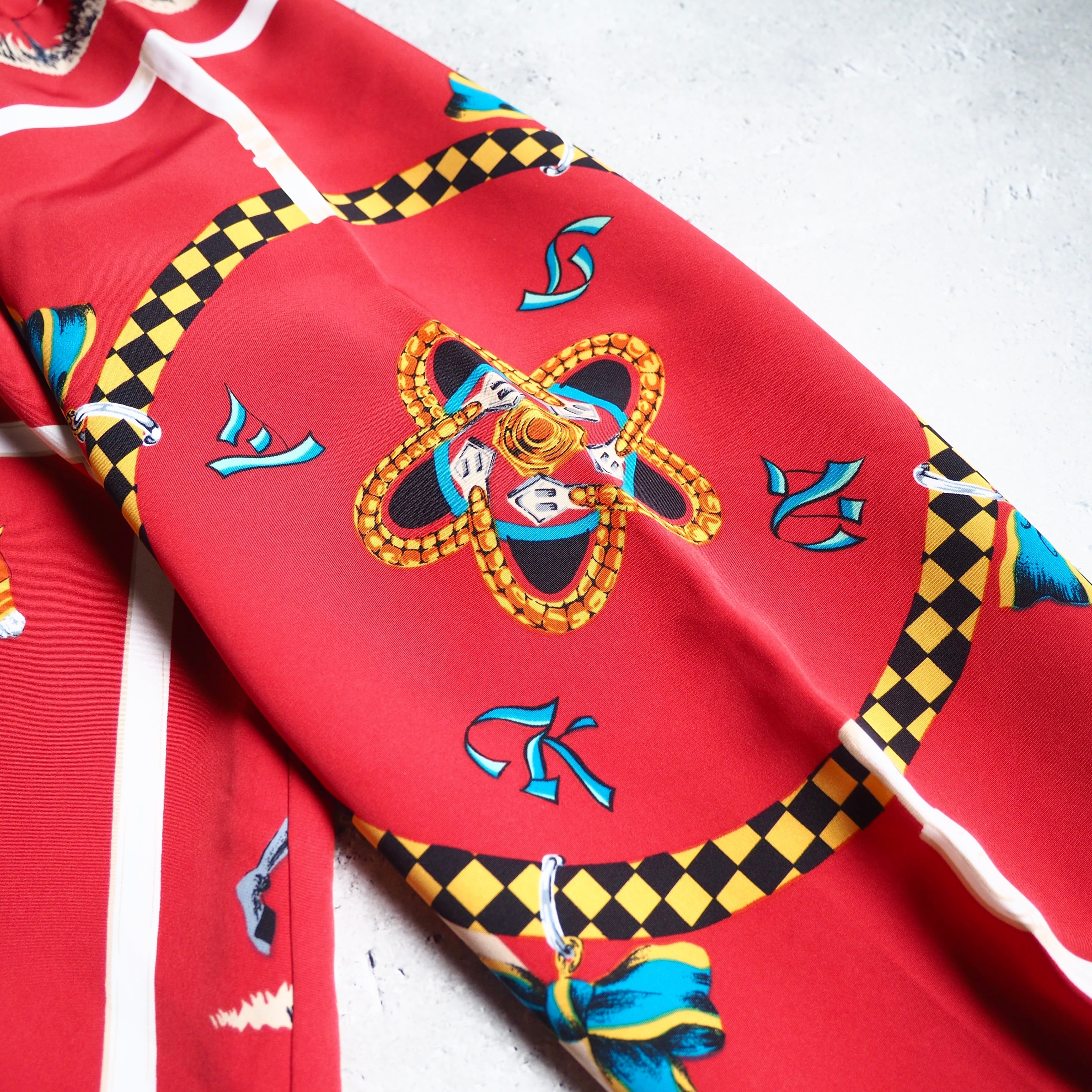 1990s Modern rétro × Luxury art Full pattern Vintage Drape shirt