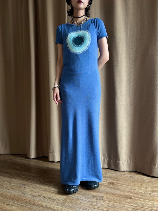 abstract emblem cotton knit dress-5298-7