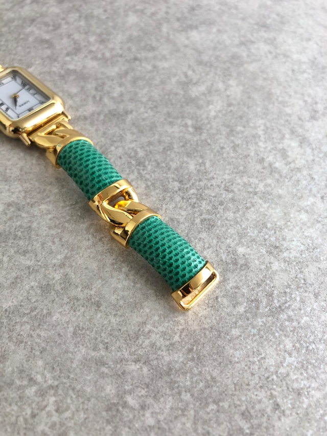 LOEWE ロエベ 腕時計 グリーン ゴールド ローマ ステンレススチール vintage ヴィンテージ オールド c27tnu