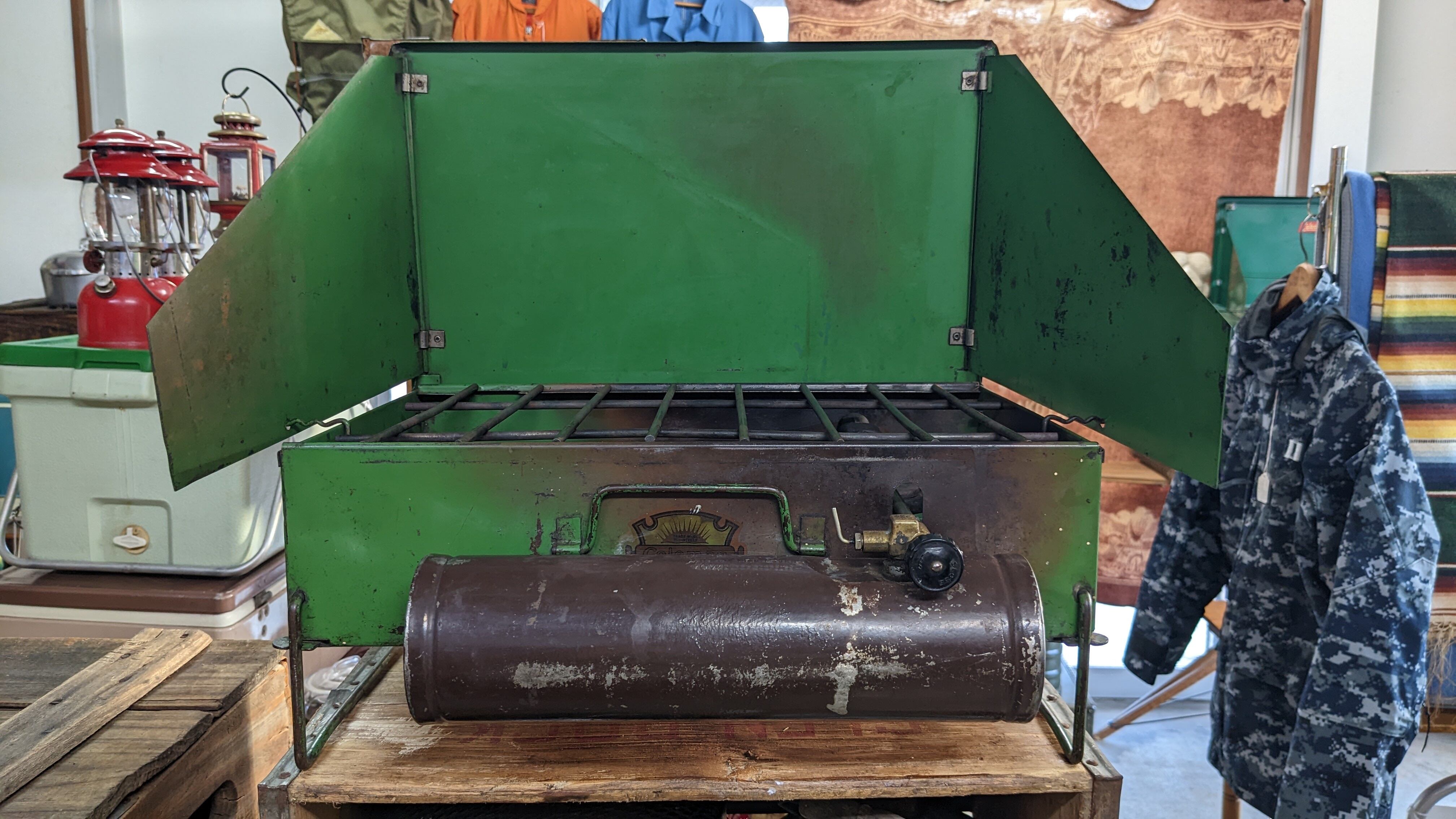 RARE! Vintage Coleman 417B 2barner Stove as-is ビンテージ