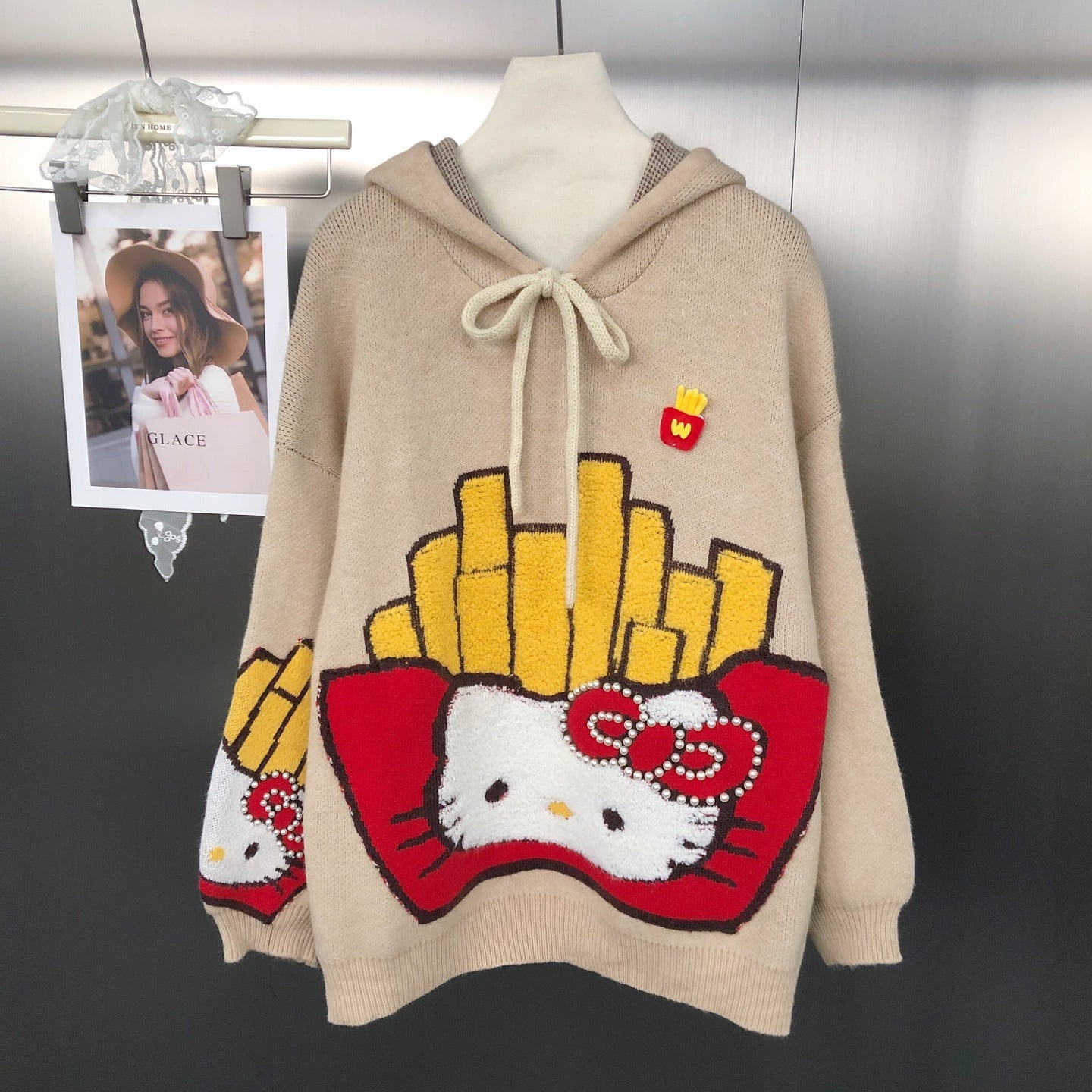 【tops】フード付きニットトップス K0542