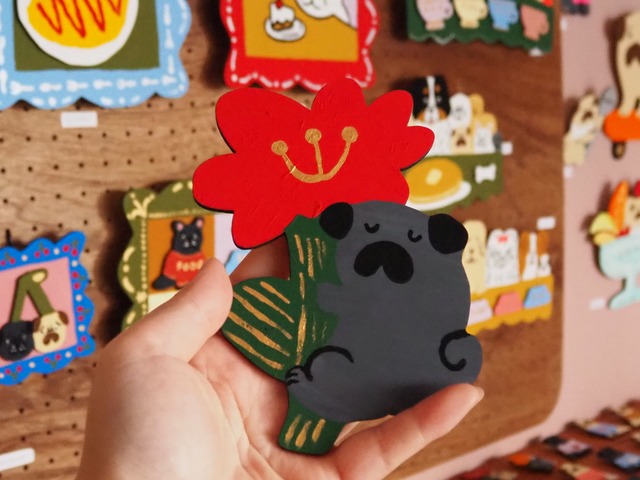 wood objet 原画 M「Bloom赤」