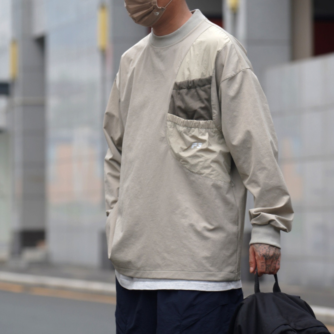 Patchwork design crew neck shirt 0092 - 5