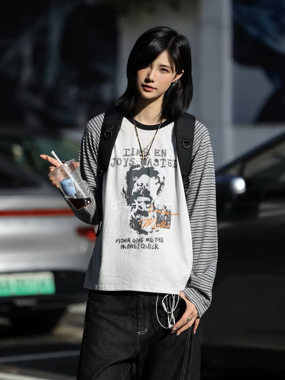 ストライプパッチワークラグランロンT / STRIPE PATCHWORK RAGLAN LONG SLEEVE TEE