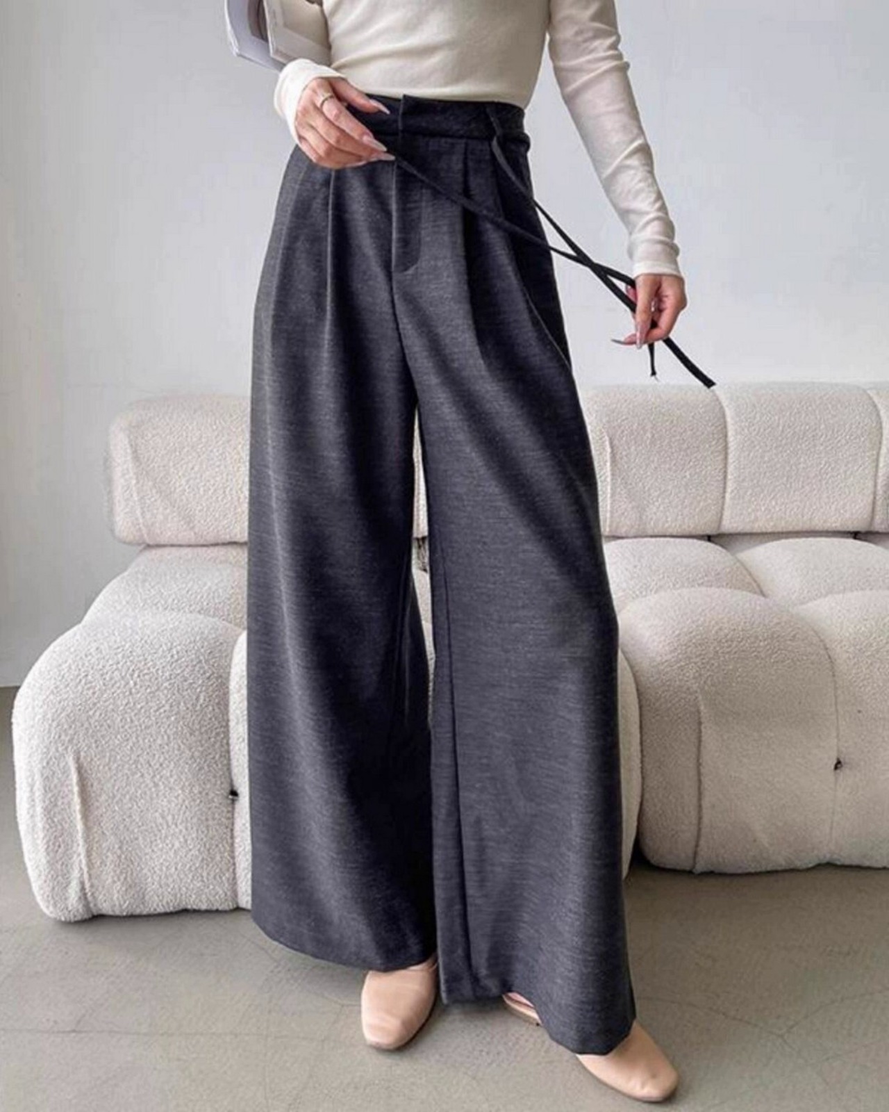 ドレープストレートワイドパンツ 2color A0544 - 5