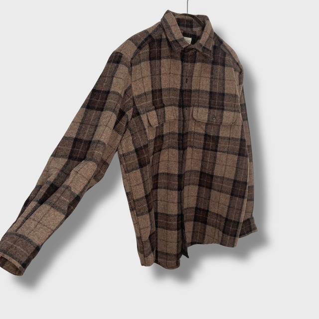 90s バナナリパブリック バナリパ チェック柄ウールシャツ ブラウン S