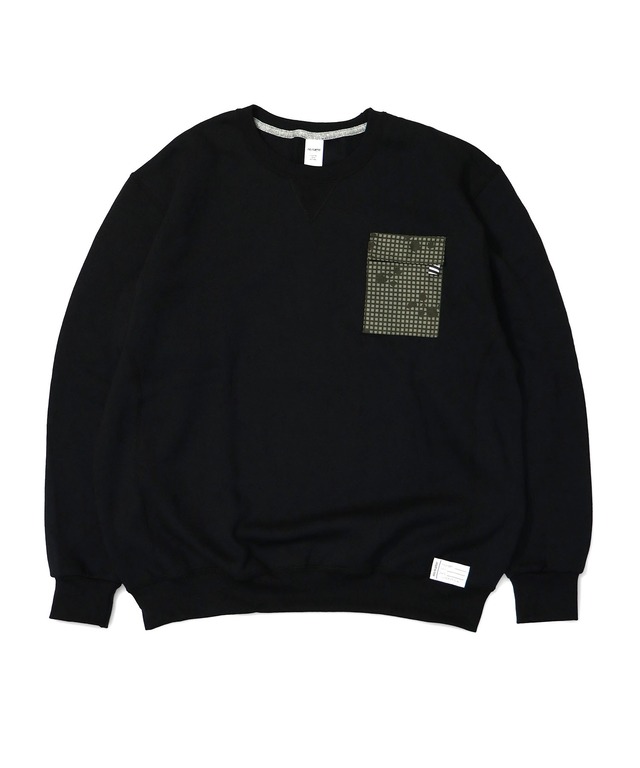 N.Camo Flap Pocket Crew Neck / BLACK