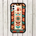 受注生産 iPhoneケース 鳥と太陽の縦長フォーク柄｜鳥モチーフ PSYF060A