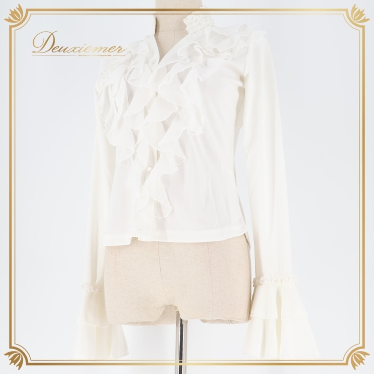 フラメンコ 衣装 トップス ブラウス 白 長袖 フリル レース ICHIOKU イチオク 無地 ダンス パーティ 発表会 ホワイト系 フラメンコ衣装 トップス 可愛い 大人用 衣装 高級感 おしゃれ ダンス衣装 スタイリッシュ 柔らかい シンプル