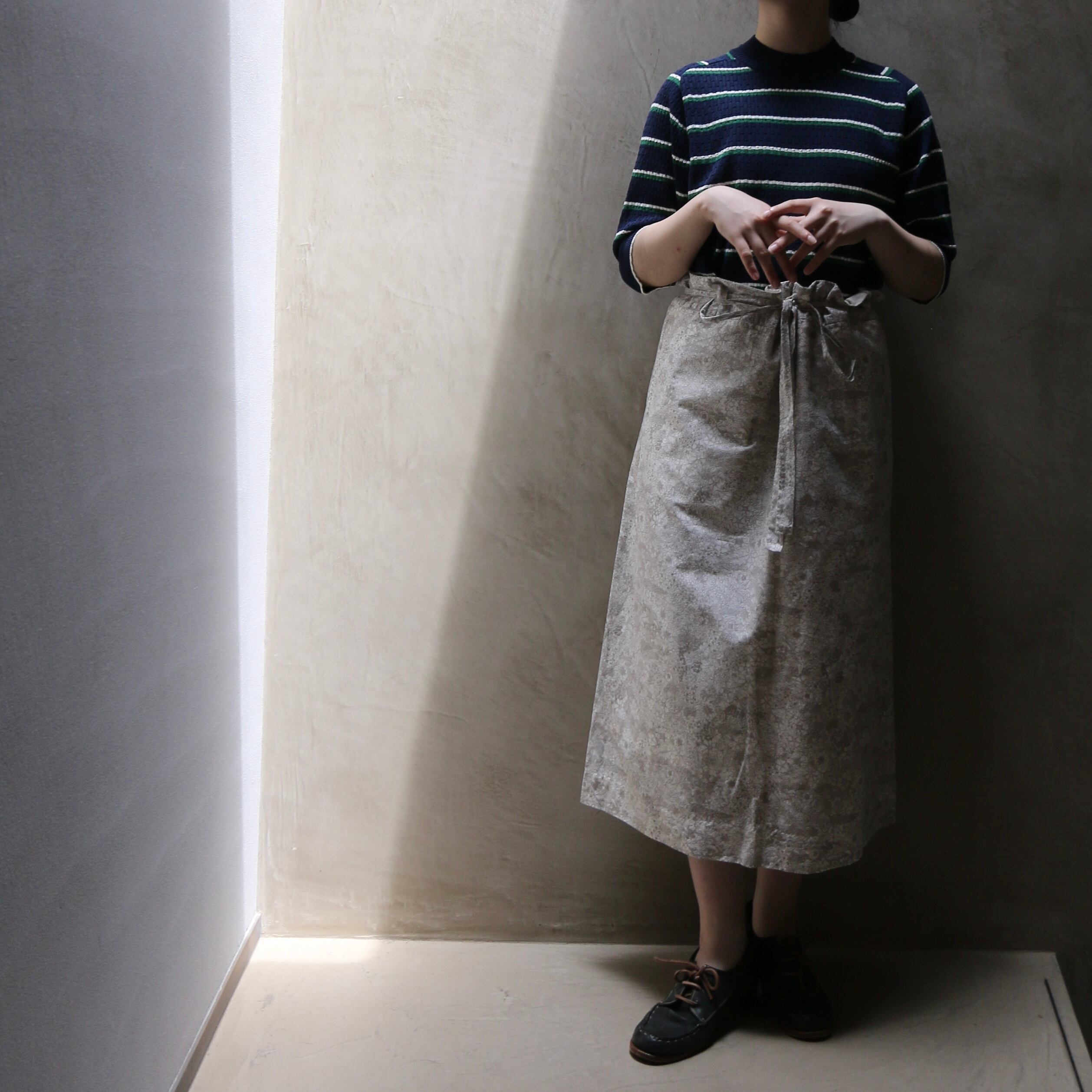 YAECA WRITE TUCK SKIRT Cotton Linen