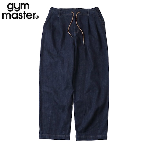 gym master ジムマスター 10oz ストレッチデニム&ツイル ツータックテーパードパンツ メンズ イージーパンツ ゆったり ウエストゴム&紐 G833722 ワンウォッシュ