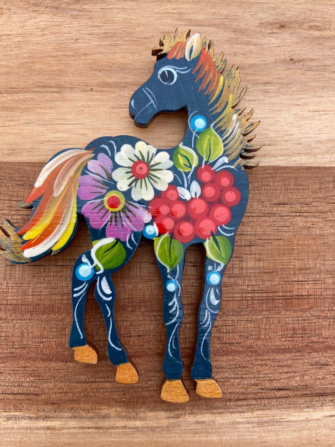 ペトリキフカ塗りのマグネット 2026/午年モデル　馬（Khomenko製作） - 4