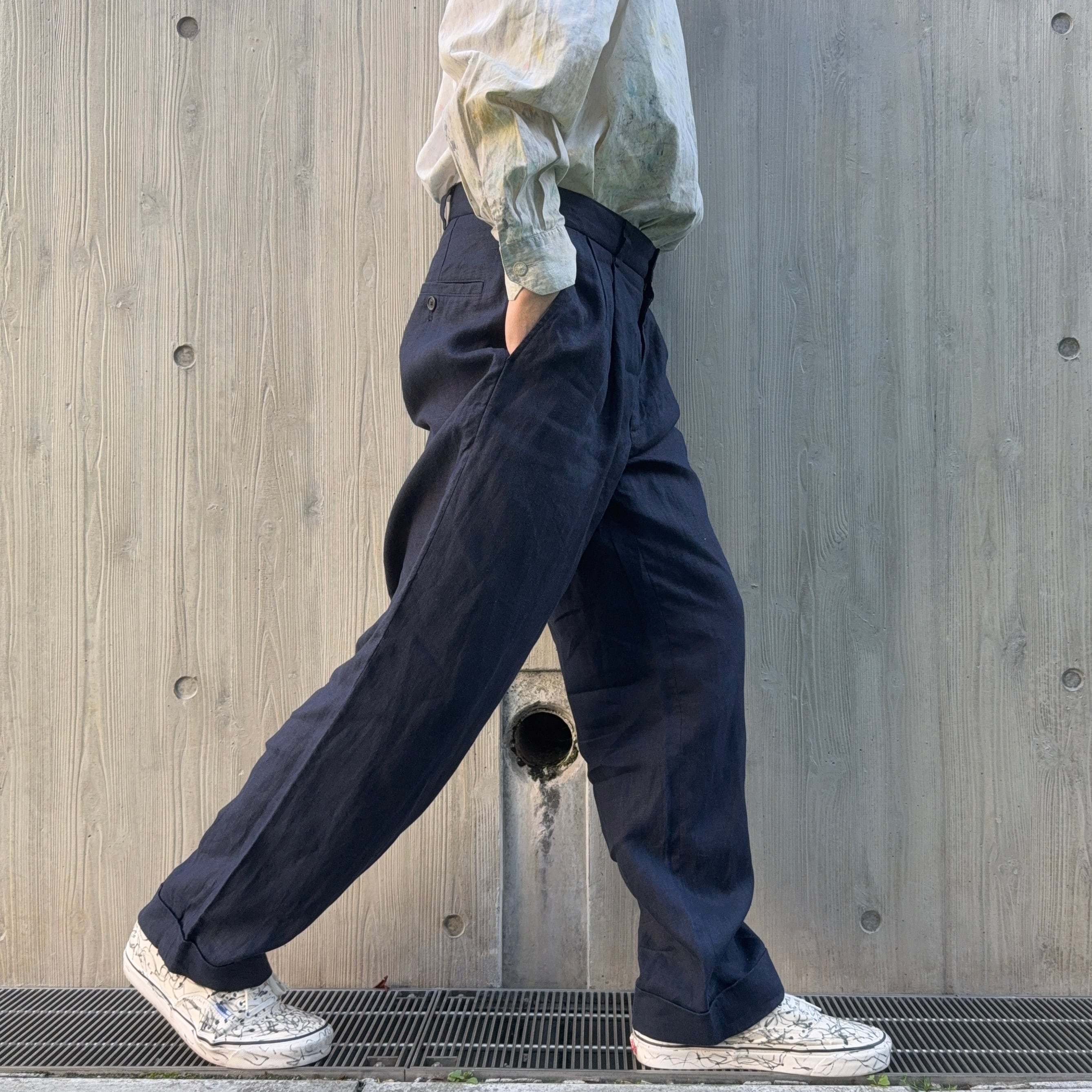 00's Vintage “BROOKS BROTHERS” Linen 2tuck Slacks | 放課後の思い出