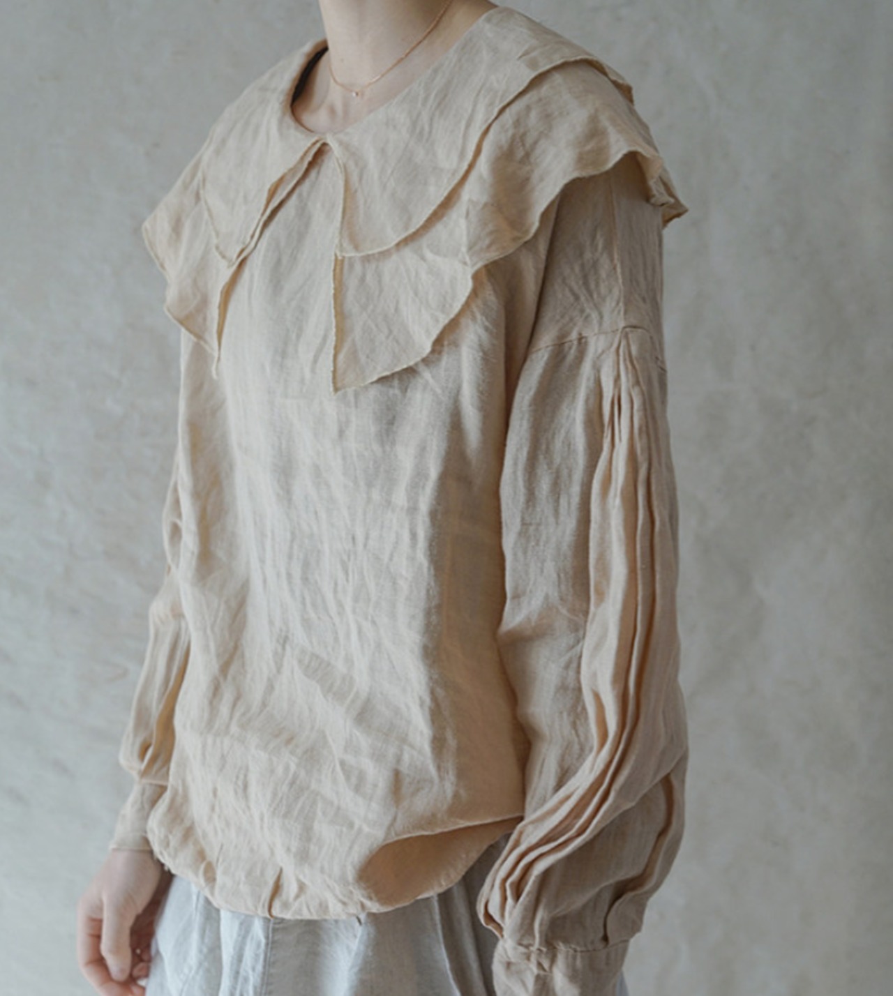 フレンチマリンカラーリネンブラウス