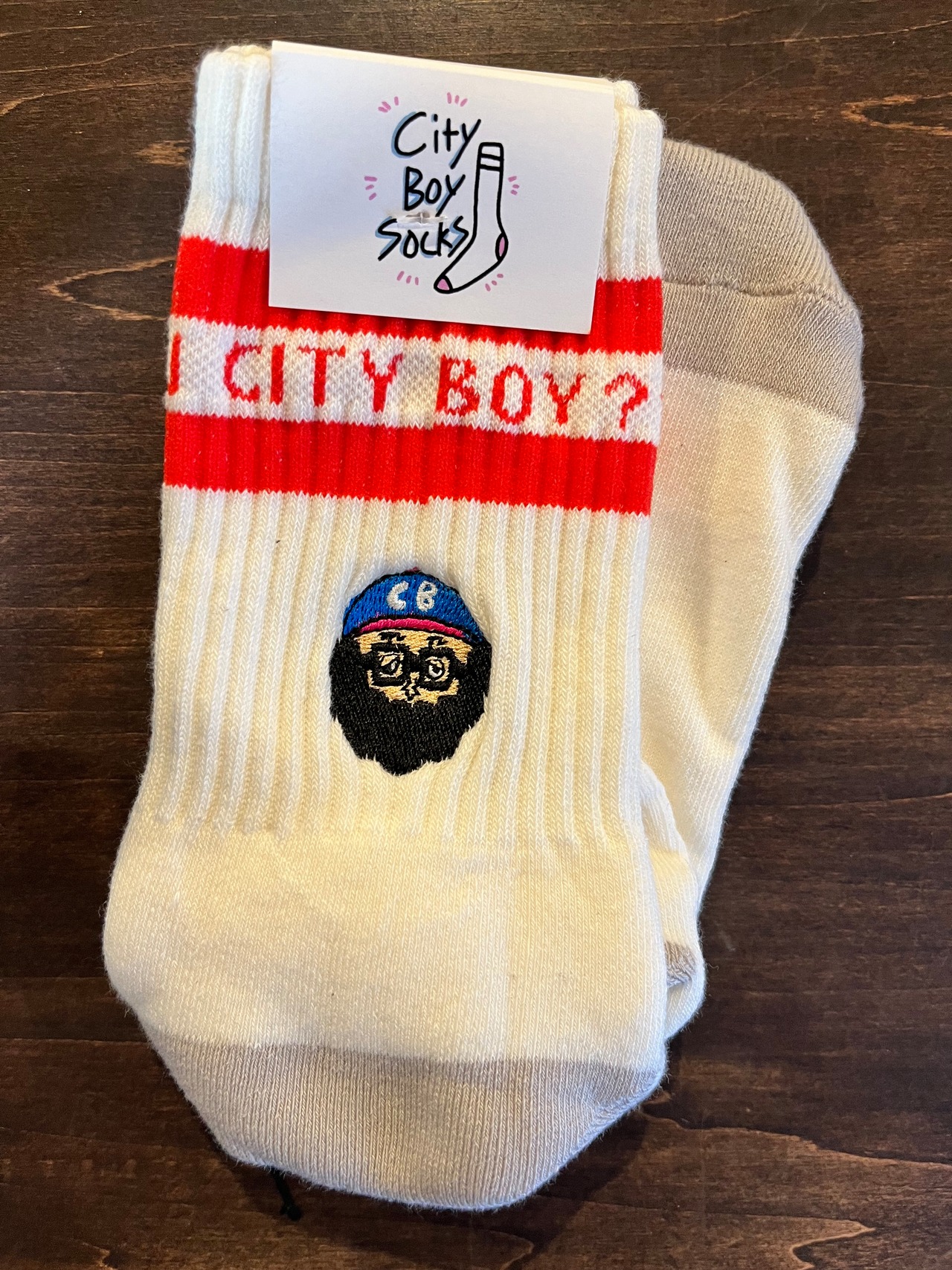 chi-bee ARE YOU CITYBOY??ソックス　ホワイト/レッド