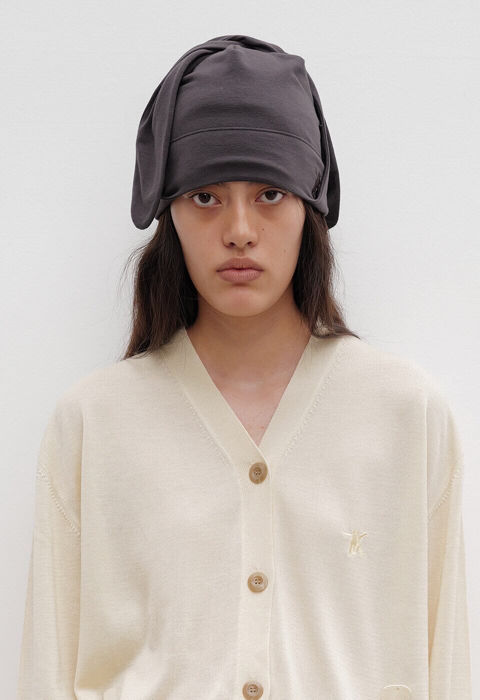 OPEN YY] JERSEY EARFLAP BEANIE, CHARCOAL 正規品 韓国ブランド 韓国