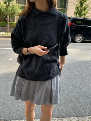 [LIFFEY] wool boxy collar knit / 3color