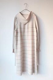 Neutral color asymmetric neck knit dress