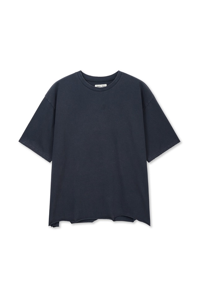 [Matin Kim] RAW CUT GRAFFITI LOGO TOP IN NAVY 正規品 韓国ブランド 韓国通販 韓国代行 韓国ファッション マーティンキム matinkim 日本 店舗
