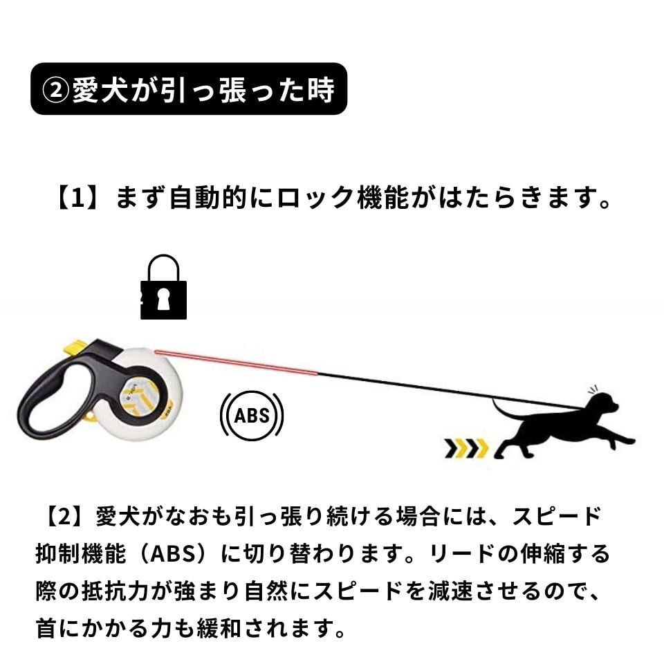 犬 リード 伸縮リード 伸びるリード 自動スピード抑制機能 自動ロック