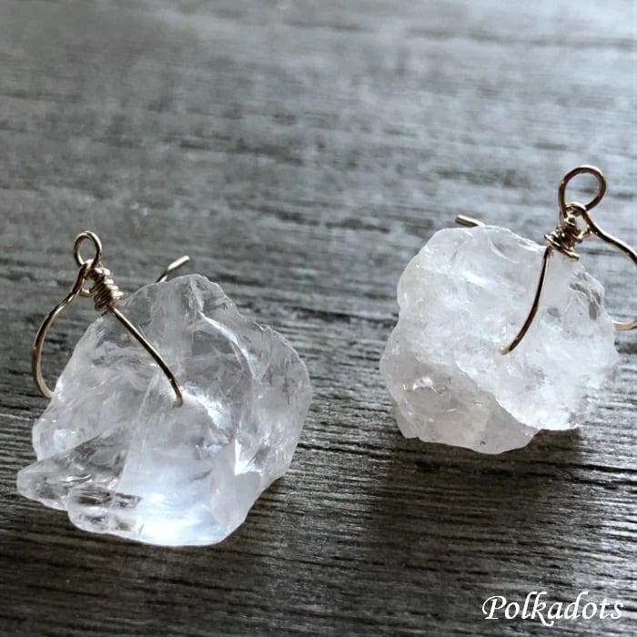 ラフロッククリスタルのピアス 14kgf 水晶 | ハンドメイド雑貨