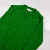 カシミア100% Giovanemadre ジョバンマドレー Vネック ニット セーター LL /グリーン系 レディース