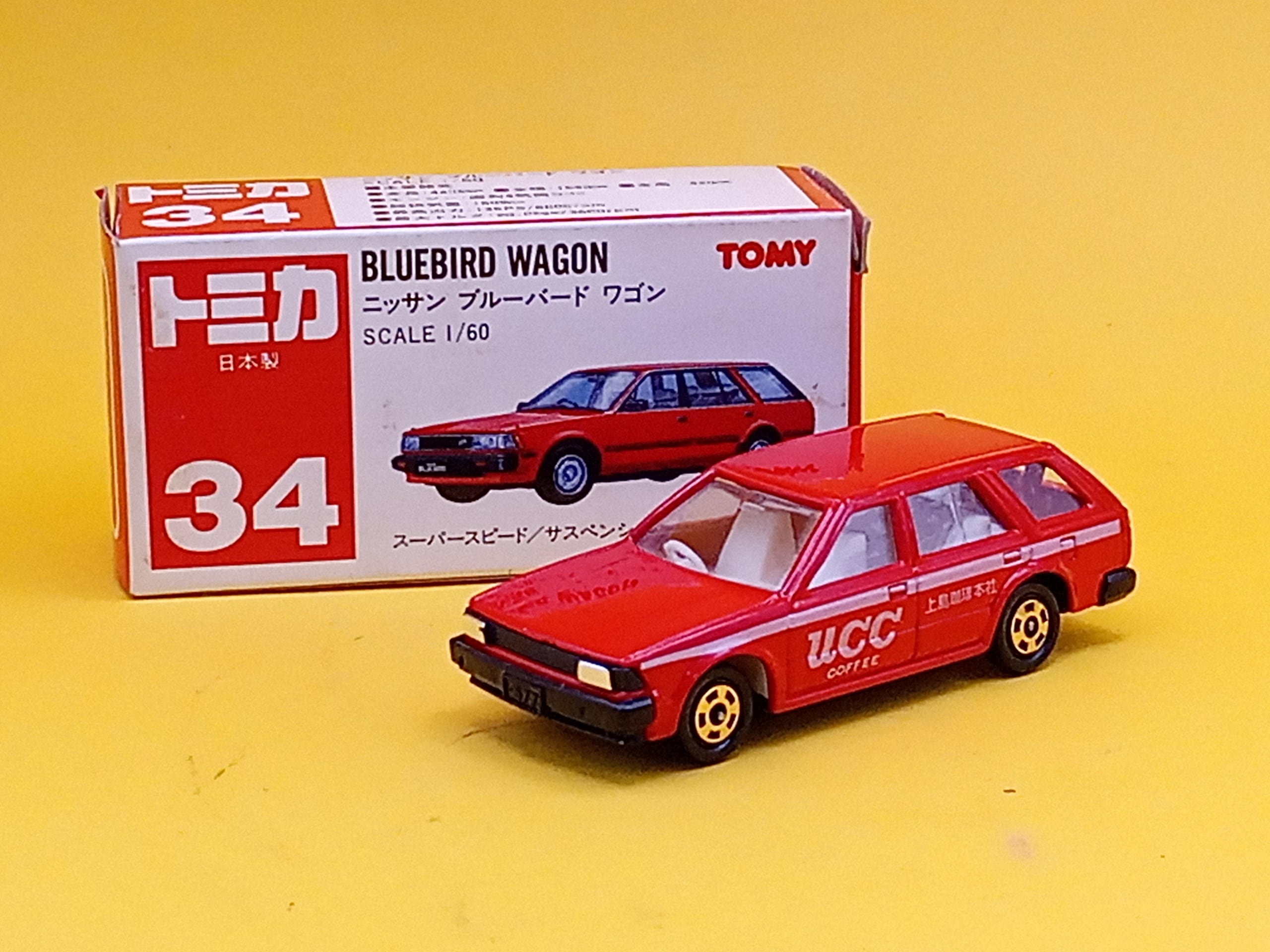 トミカ 34 ニッサン ブルーバード ワゴン UCC 上島珈琲本社 日本製 赤 