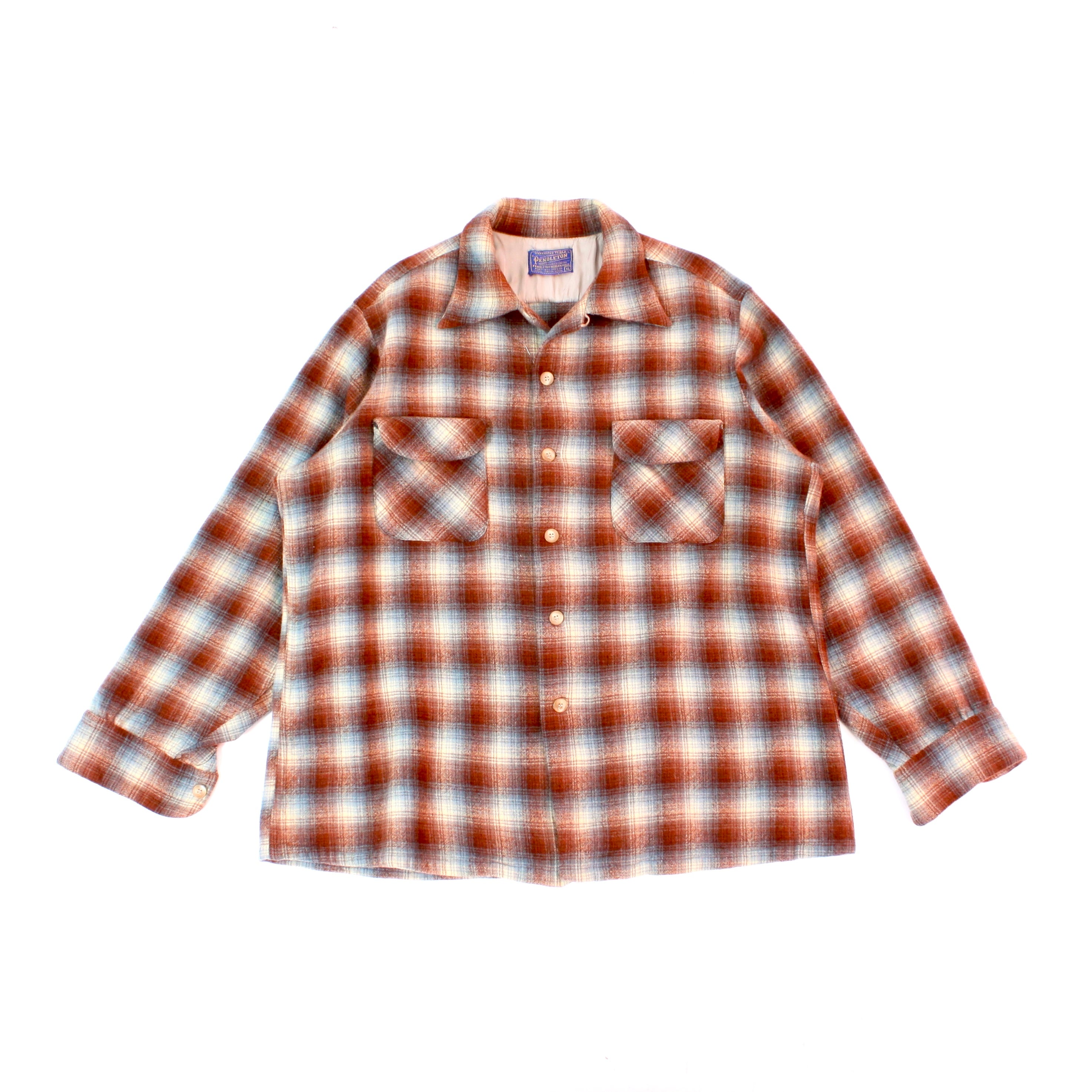 0697. 1950's Pendleton Ombre check wool shirt 50s 50年代 ペン