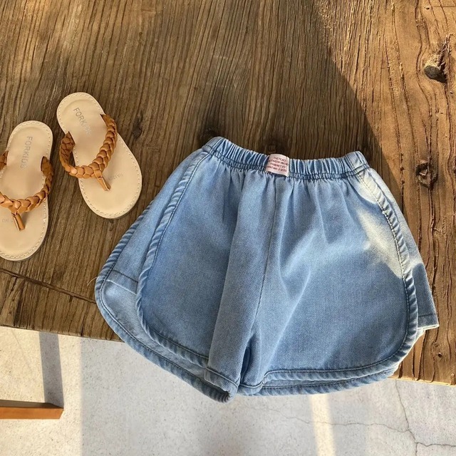 front logo denim pants ｜ショートパンツ ボトムス デニム サマー シンプル 女の子 男の子