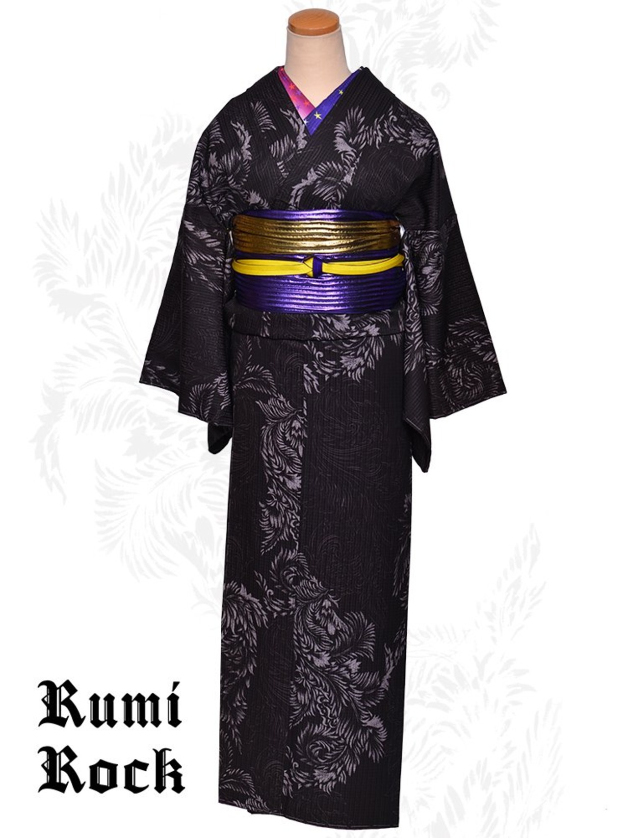 【受注商品】Rumi Rockきもの「アカンサス更紗」　[A641]