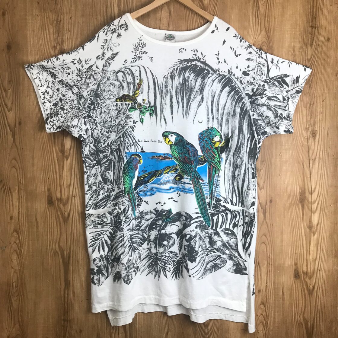 USA製 90s VINTAGE STANLEY MICHAELS 総柄 T-shワンピース ポケット 